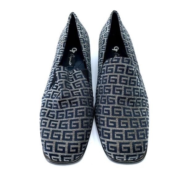 VTG 80s 90s GF Originals Jacquard Monogram Slip-On Italian Dress Shoes Sz 10 - Picture 4 of 8